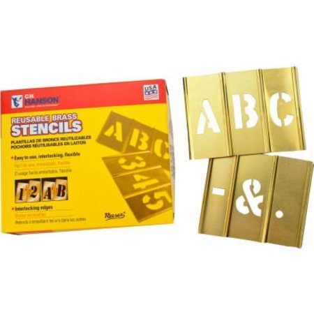 C.H. HANSON 4" Brass Interlocking Stencil Letters, 33 Piece Set 10034